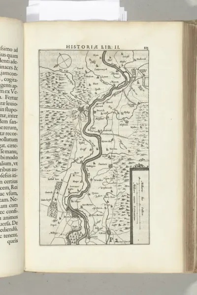 Kaart van Wesel en omgeving, 1629