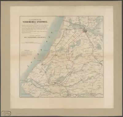 Kaart van West-Nederland met bestaande en voorgestelde spoorwegen
