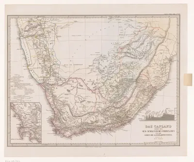 Kaart van Zuid-Afrika met de voormalige Kaapkolonie