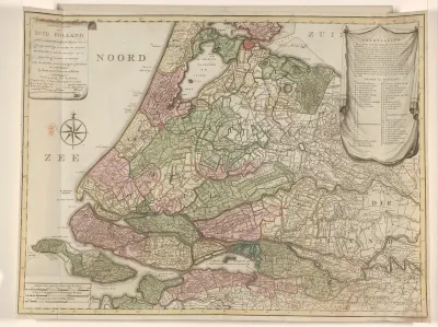 Kaart van Zuid-Holland, verdeeld in districten, 1796