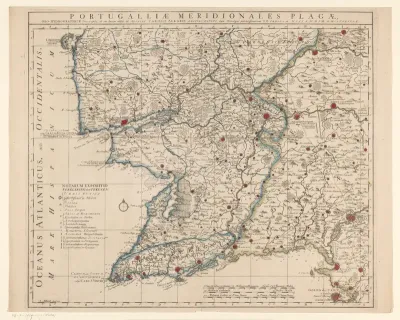 Kaart van Zuid-Portugal en Zuidwest-Spanje