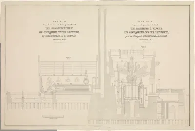 Kaart VI. Doorsnede over a.b. van den Platten grond op Kaart IV. Den Stoomwerktuigen de Cruquius en de Lijnden, bij Heemstede en bij Sloten. December 1852