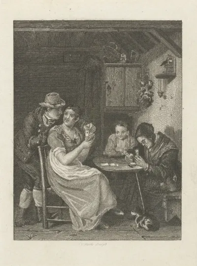 Kaartspelende familie