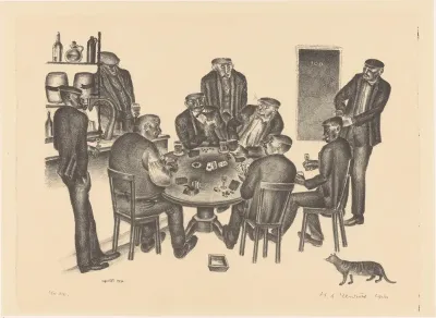 Kaartspelende mannen in een bar