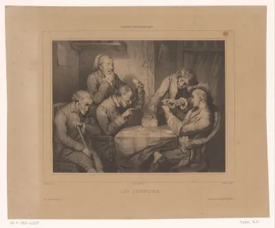 Kaartspelers in een interieur