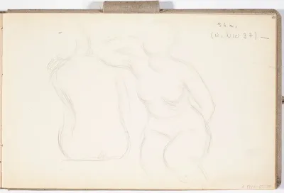 Kaksi alastonmallia. Todennäköisesti n. 1908-09.