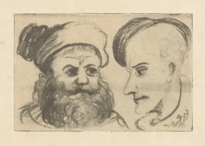 Kale man en profil en man met baard en muts