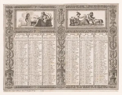 Kalender voor januari tot en met juni
