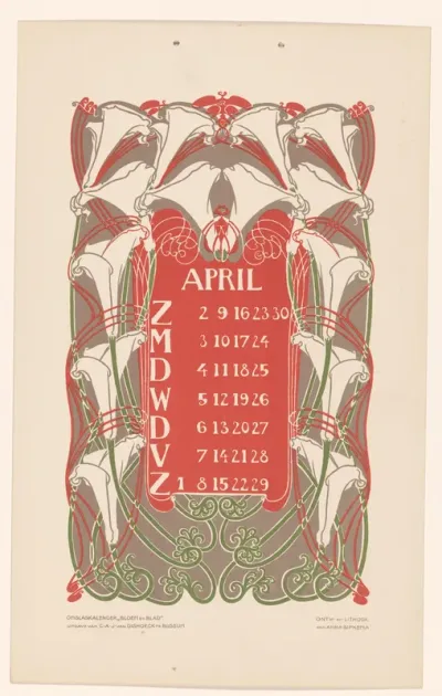 Kalenderblad april met aronskelken
