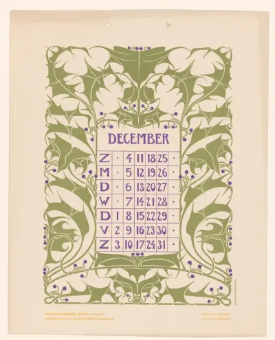 Kalenderblad december met hulst