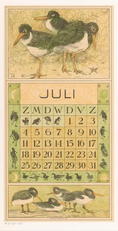 Kalenderblad juli met scholeksters