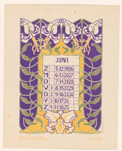 Kalenderblad juni met orchideeën