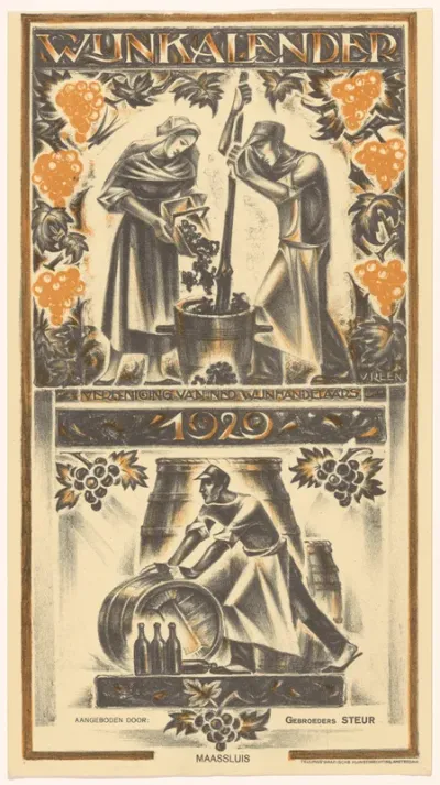 Kalenderblad van wijnkalender 1929
