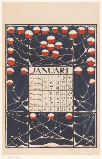 Kalenderblad voor januari 1896