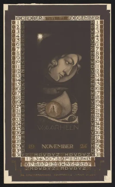 Kalenderblad voor oktober tot en met december 1924