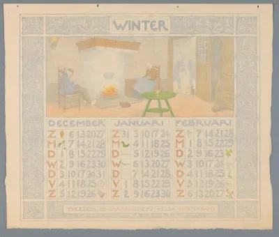 Kalenderblad voor winter 1903-1904 van de Verzekering-Maatschappij Holda in Amsterdam