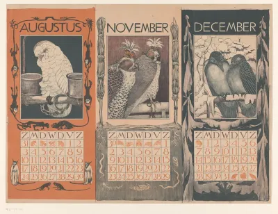 Kalenders voor augustus, november en december 1902