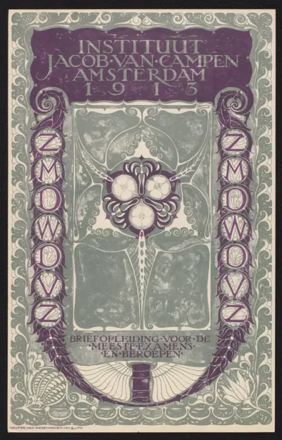 Kalenderschild van een kalender voor 1913 van het Instituut Jacob van Campen