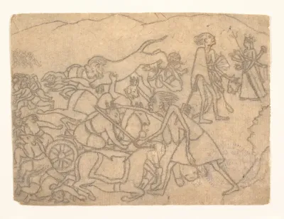 Kali Presenting the Heads of Chanda and Munda to Durga: Scene from the Devi Mahatmya (Glory of the Goddess)