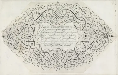 Kalligrafisch ontwerp voor een titelprent