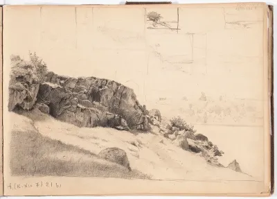 Kallioinen rinne ; Maisemaharjoitelmia. Todennäk. 1880-luvun jälkipuol.