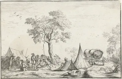 Kampement met een spitse tent