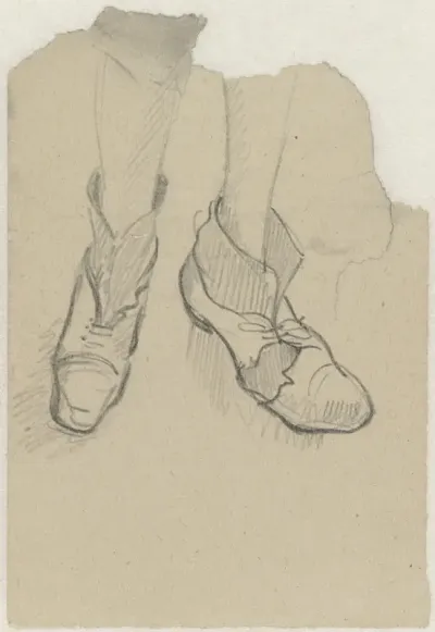 Kampschoenen, van linnen met hout en sokken van ribkarton