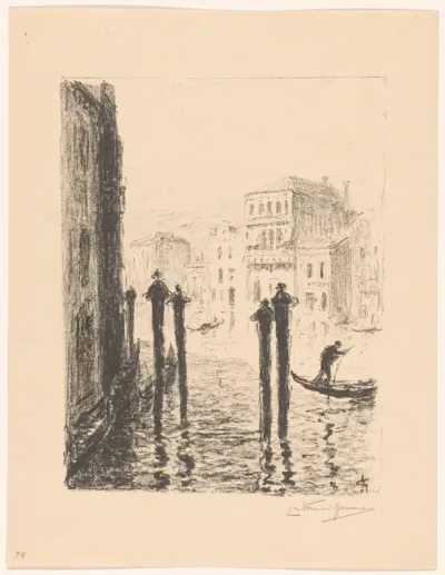 Kanaal met twee gondels in Venetië