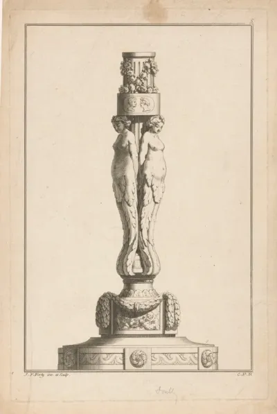 Kandelaar met vrouwelijke halffiguren