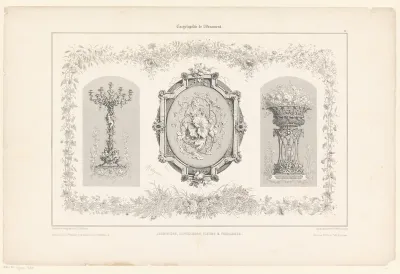 Kandelaber en mand met bloemen