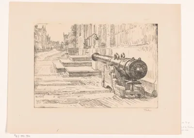 Kanon in een straat in Enkhuizen