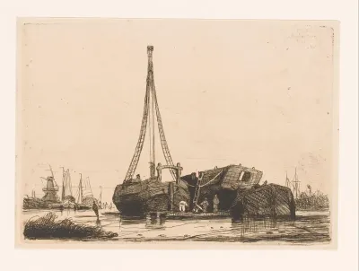 Kanonneerboten in het dok bij Antwerpen