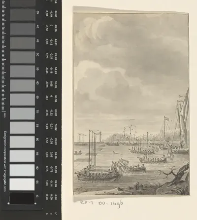 Kanonneersloepen en andere vaartuigen op de Kil bij Dordrecht, 29 maart 1793