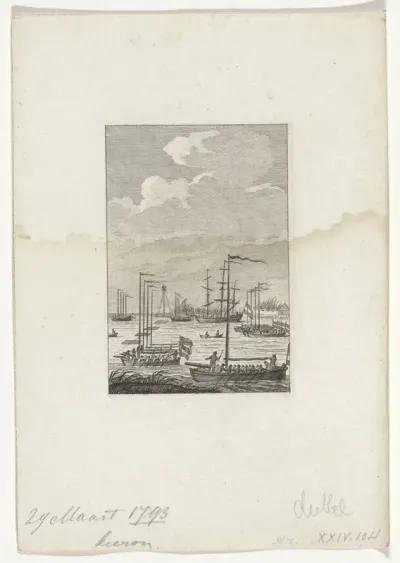 Kanonneersloepen in de Dordtsche Kil, 1793