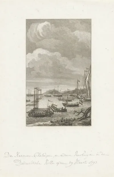 Kanonneersloepen in de Dordtsche Kil, 1793