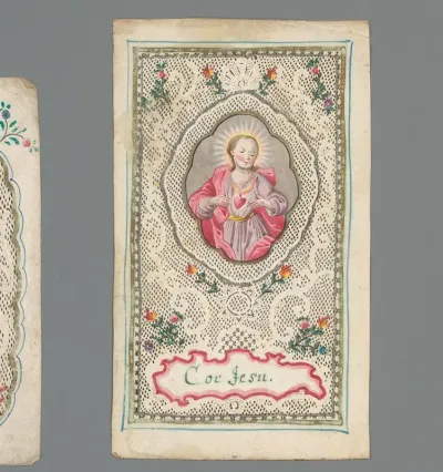 Kantprentje met Christus met het Heilige Hart