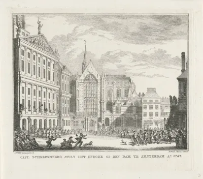 Kapitein Scheerenberg verjaagt de oproerkraaiers, 1747