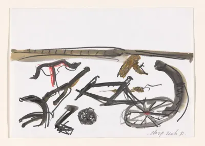 Kapotte fiets langs stoeprand