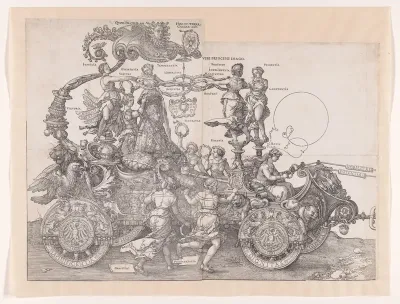 Kar met keizer Maximiliaan I en allegorieën