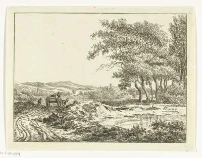 Kar op een landweg bij de duinen