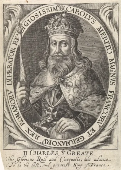Karel de Grote als een van de negen helden