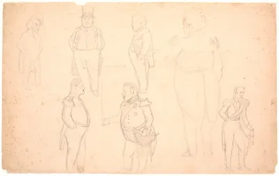 Karikatur af bl.a. A.S. Ørsted, Frederik VII, Christian VIII og sandsynligvis Frederik VI.