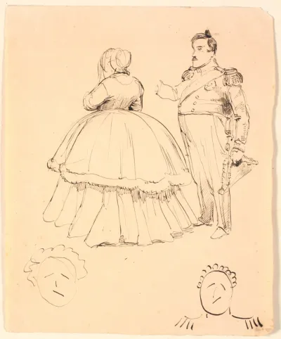 Karikatur af Frederik VII og Grevinde Danner; forneden af Christian VIII.