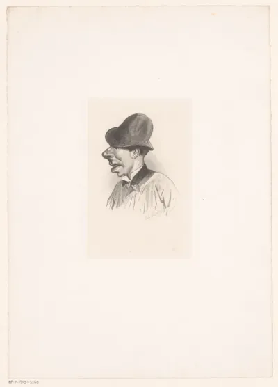 Karikaturaal portret van Ernest Alexandre Honoré Coquelin