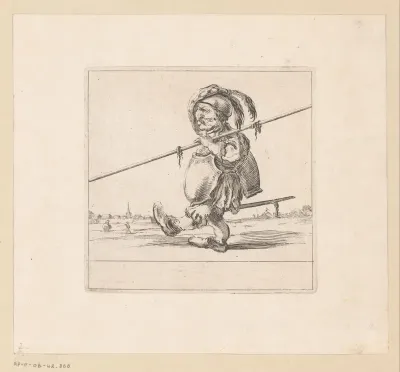 Karikaturale figuur met lans