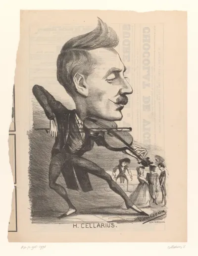 Karikatuur van de dansleraar Henri Cellarius