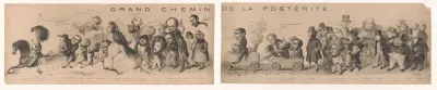 Karikatuur van een groep Franse schrijvers