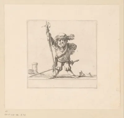 Karikatuur van een hellebaardier