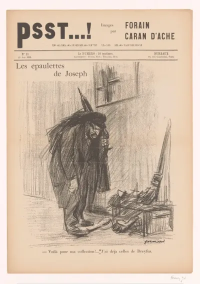 Karikatuur van Joseph Reinach als Joodse schooier