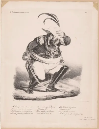 Karikatuur van koning Lodewijk Filips I van Frankrijk in de oorlog tegen Spanje